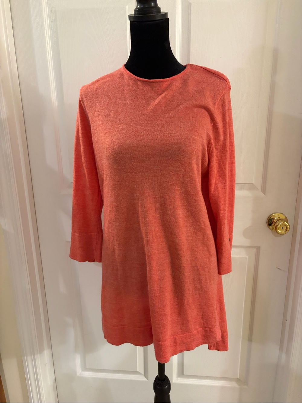 J Jill‎ merino wool coral pink tunic top elbow length sleeves women’s medium